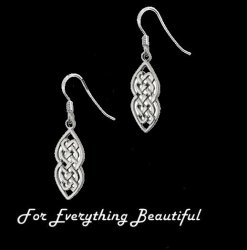 Celtic Intricate Knotwork Design Sheppard Hook Sterling Silver Earrings