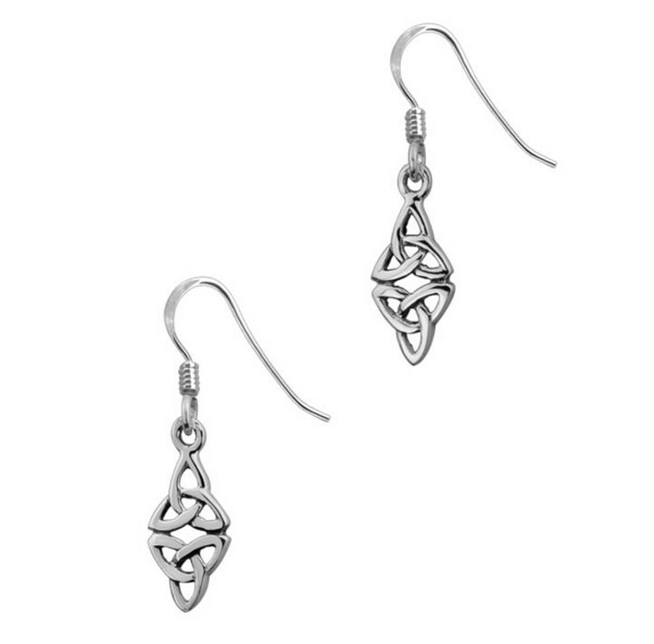 Image 1 of Celtic Double Trinity Knotwork Sheppard Hook Sterling Silver Earrings