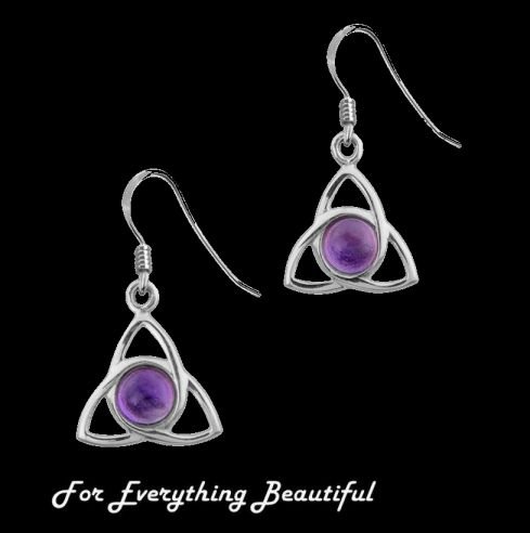 Image 0 of Celtic Trinity Knot Amethyst Sterling Silver Sheppard Hook Earrings