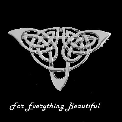 Image 0 of Celtic Triangular Knotwork Design Sterling Silver Brooch