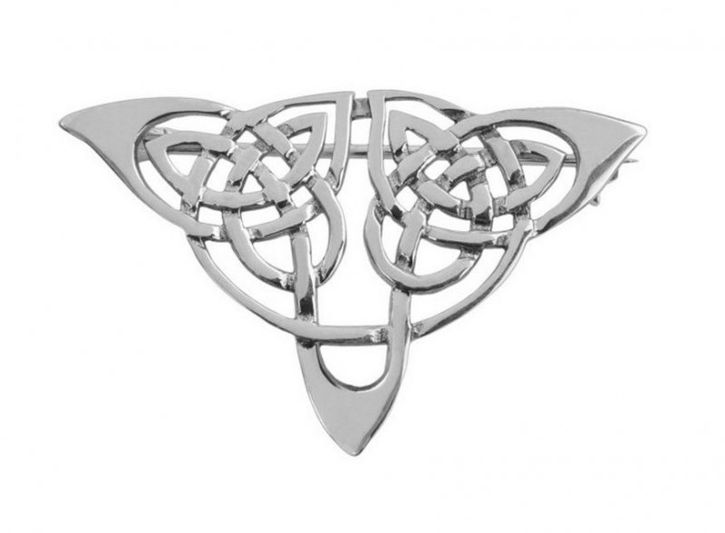 Image 1 of Celtic Triangular Knotwork Design Sterling Silver Brooch