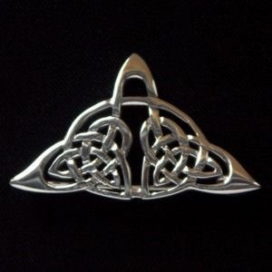 Image 2 of Celtic Triangular Knotwork Design Sterling Silver Brooch