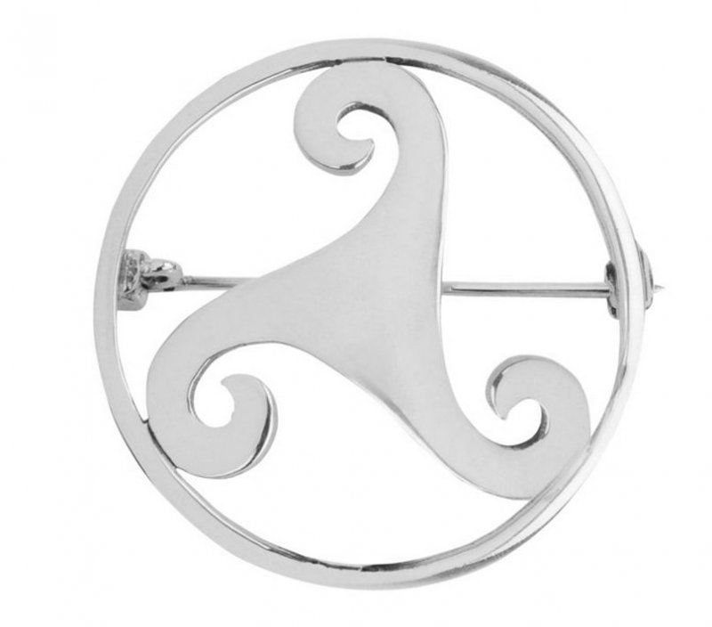 Image 1 of Celtic Tri-Spiral Knotwork Design Sterling Silver Brooch