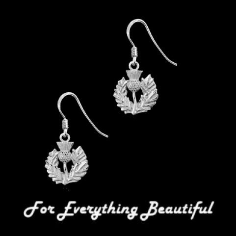 Image 0 of Scottish Thistle Design Sheppard Hook Sterling Silver Earrings