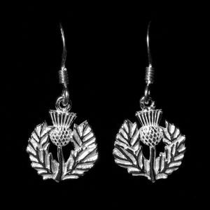 Image 3 of Scottish Thistle Design Sheppard Hook Sterling Silver Earrings