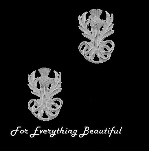 Image 0 of Scottish Thistle Design Stud Sterling Silver Earrings