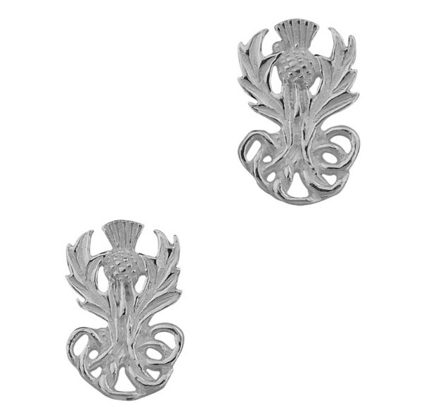 Image 1 of Scottish Thistle Design Stud Sterling Silver Earrings