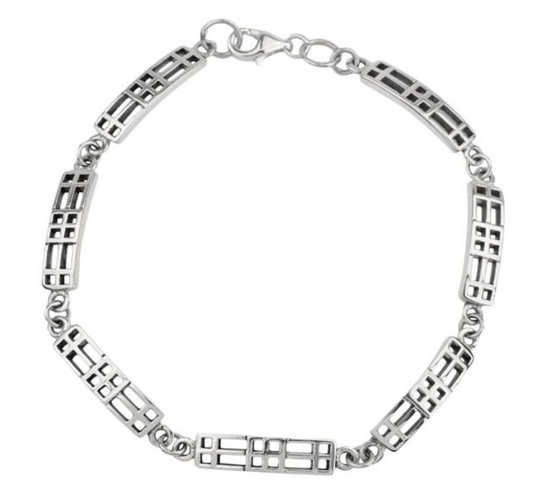 Image 1 of Mackintosh Elongated Link Ladies Sterling Silver Bracelet