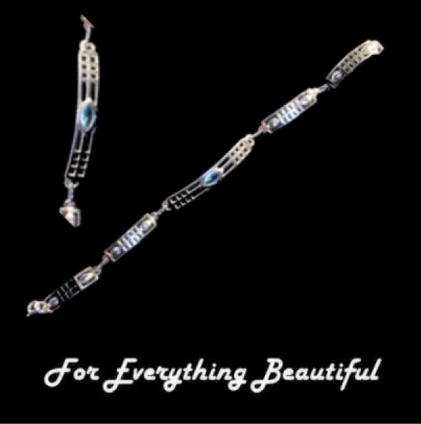 Image 0 of Mackintosh Elongated Aquamarine Link Ladies Sterling Silver Bracelet