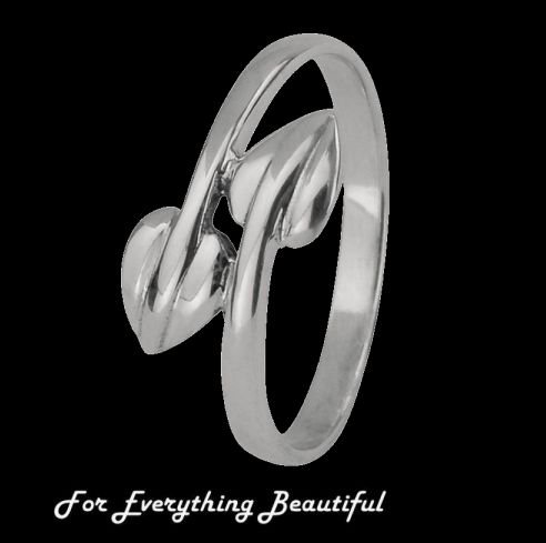 Image 0 of Mackintosh Leaf Motif Design Ladies Sterling Silver Ring Band Sizes 6-10