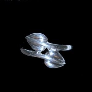 Image 2 of Mackintosh Leaf Motif Design Ladies Sterling Silver Ring Band Sizes 6-10