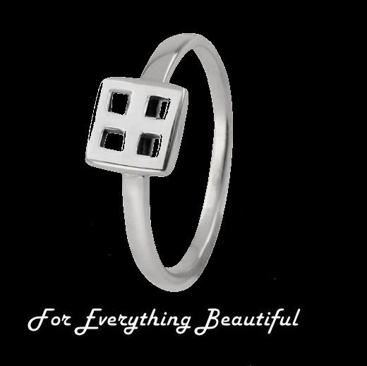 Image 0 of Mackintosh Square Motif Design Ladies Sterling Silver Ring Band Sizes 6-10