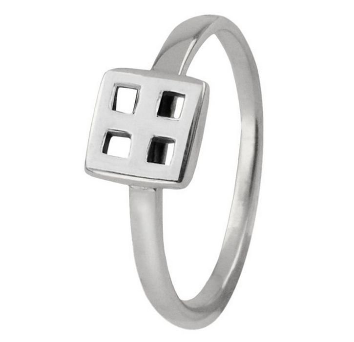 Image 1 of Mackintosh Square Motif Design Ladies Sterling Silver Ring Band Sizes 6-10