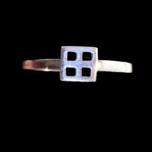 Image 2 of Mackintosh Square Motif Design Ladies Sterling Silver Ring Band Sizes 6-10