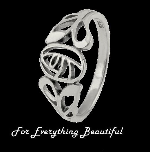 Image 0 of Mackintosh Glasgow Rose Design Ladies Sterling Silver Ring Band Sizes 6-10