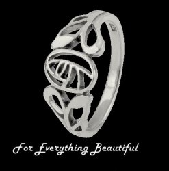 Mackintosh Glasgow Rose Design Ladies Sterling Silver Ring Band Sizes 6-10