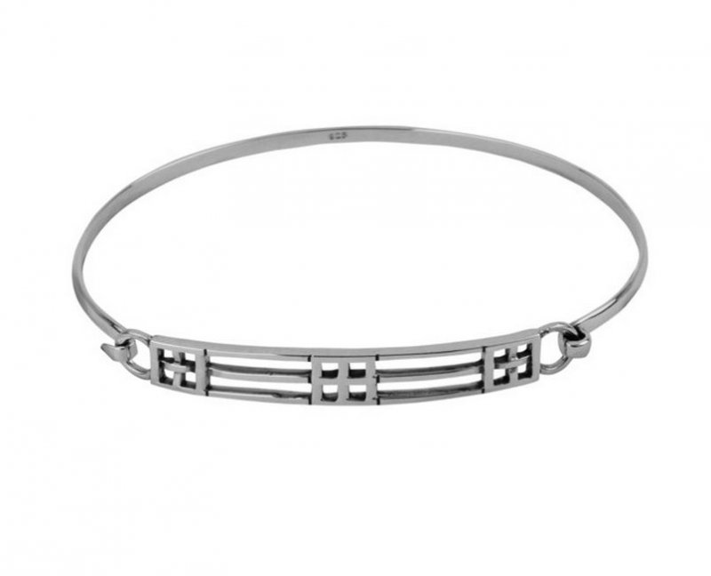 Image 1 of Mackintosh Elongated Links Ladies Sterling Silver Bangle