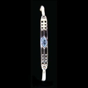 Image 2 of Mackintosh Elongated Aquamarine Link Ladies Sterling Silver Bangle