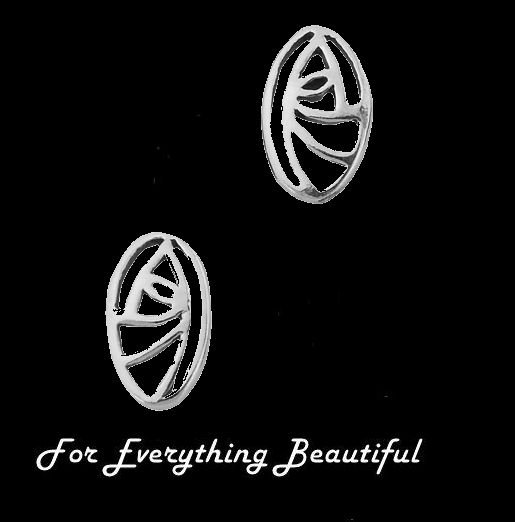 Image 0 of Mackintosh Glasgow Rose Oval Small Stud Sterling Silver Earrings