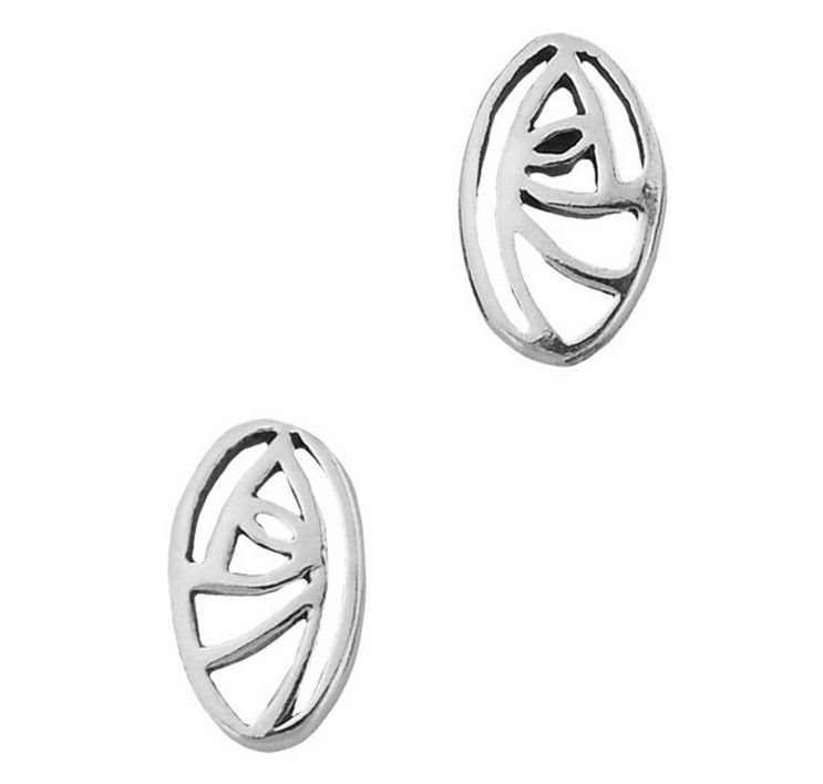 Image 1 of Mackintosh Glasgow Rose Oval Small Stud Sterling Silver Earrings