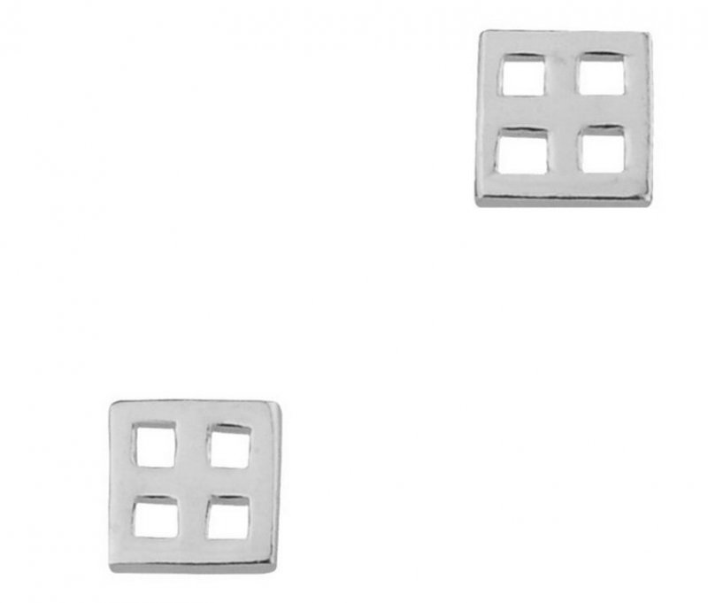 Image 1 of Mackintosh Square Motif Small Stud Sterling Silver Earrings