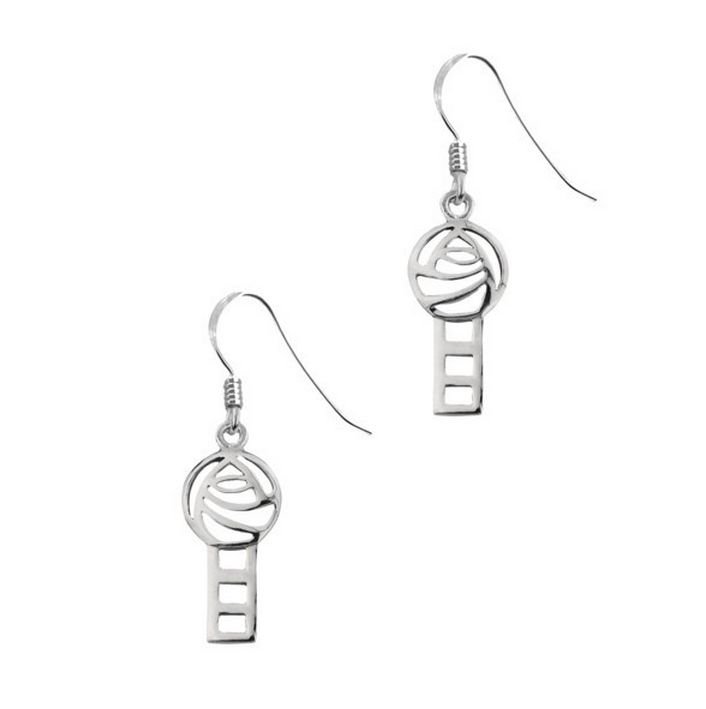 Image 1 of Mackintosh Leaf Drop Sheppard Hook Sterling Silver Earrings