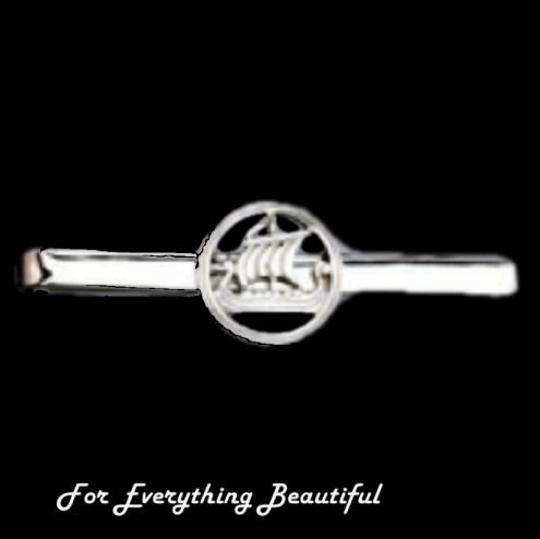Image 0 of Viking Long Ship Norse Design Sterling Silver Men Tie Bar