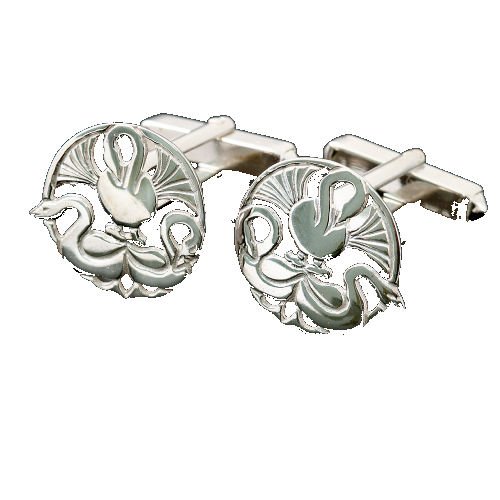 Image 1 of Three Nornes Norse Design Circular Mens Sterling Silver Cufflinks