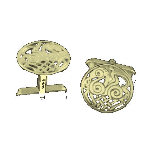 Image 1 of Sleipnir Horse Norse Design Mens 9K Yellow Gold Cufflinks