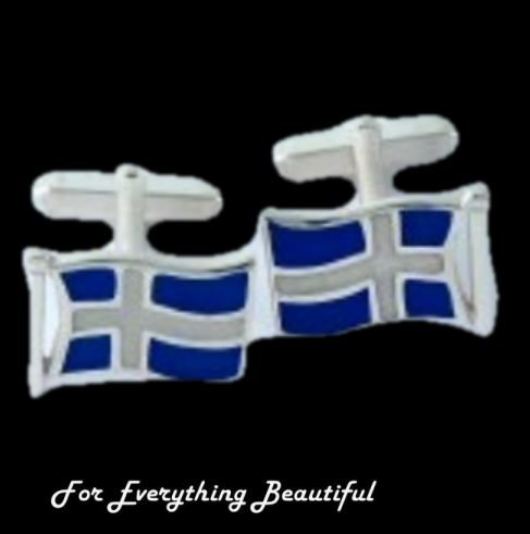 Image 0 of Shetland Islands Flag Enamel Sterling Silver Mens Cufflinks
