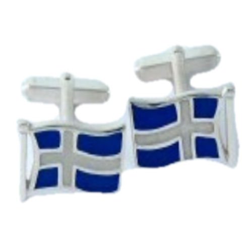 Image 1 of Shetland Islands Flag Enamel Sterling Silver Mens Cufflinks