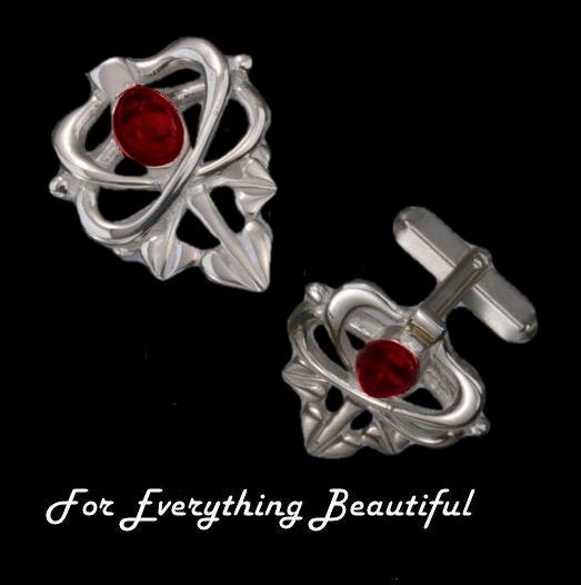 Image 0 of Art Nouveau Glasgow Girls Garnet Sterling Silver Mens Cufflinks