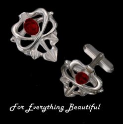 Art Nouveau Glasgow Girls Garnet Sterling Silver Mens Cufflinks