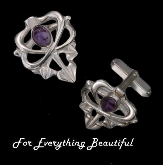 Image 0 of Art Nouveau Glasgow Girls Amethyst Sterling Silver Mens Cufflinks