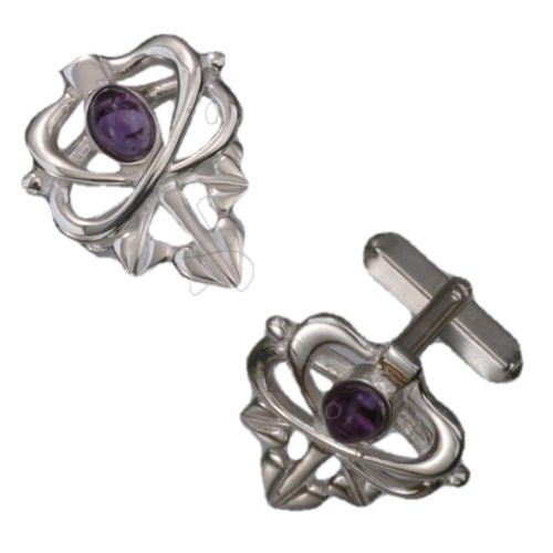 Image 1 of Art Nouveau Glasgow Girls Amethyst Sterling Silver Mens Cufflinks