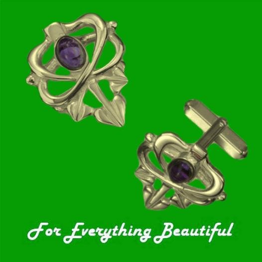 Image 0 of Art Nouveau Glasgow Girls Amethyst 9K Yellow Gold Mens Cufflinks