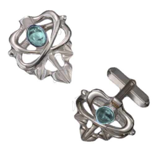 Image 1 of Art Nouveau Glasgow Girls Blue Moonstone Silver Mens Cufflinks