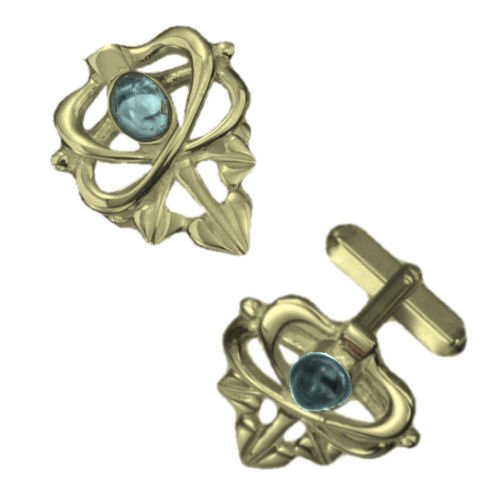 Image 1 of Art Nouveau Glasgow Girls Blue Moonstone 9K Yellow Gold Mens Cufflinks