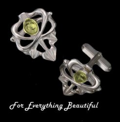 Art Nouveau Glasgow Girls Citrine Sterling Silver Mens Cufflinks