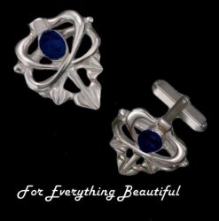 Art Nouveau Glasgow Girls Lapis Lazuli Sterling Silver Mens Cufflinks