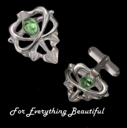 Image 0 of Art Nouveau Glasgow Girls Green Peridot Sterling Silver Mens Cufflinks