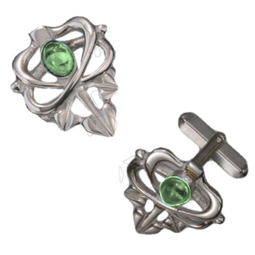 Image 1 of Art Nouveau Glasgow Girls Green Peridot Sterling Silver Mens Cufflinks