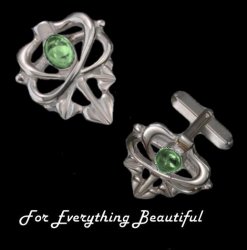 Art Nouveau Glasgow Girls Green Peridot Sterling Silver Mens Cufflinks