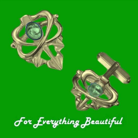 Image 0 of Art Nouveau Glasgow Girls Green Peridot 9K Yellow Gold Mens Cufflinks