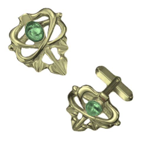 Image 1 of Art Nouveau Glasgow Girls Green Peridot 9K Yellow Gold Mens Cufflinks