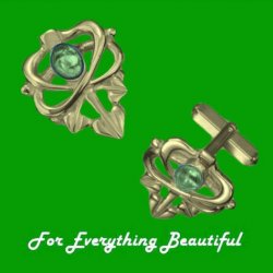 Art Nouveau Glasgow Girls Green Peridot 9K Yellow Gold Mens Cufflinks