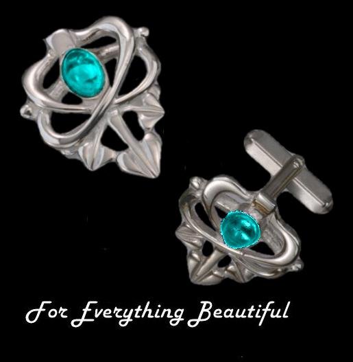 Image 0 of Art Nouveau Glasgow Girls Turquoise Sterling Silver Mens Cufflinks
