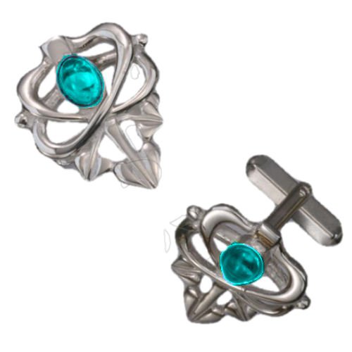 Image 1 of Art Nouveau Glasgow Girls Turquoise Sterling Silver Mens Cufflinks