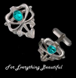 Art Nouveau Glasgow Girls Turquoise Sterling Silver Mens Cufflinks