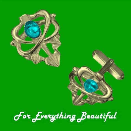 Image 0 of Art Nouveau Glasgow Girls Turquoise 9K Yellow Gold Mens Cufflinks